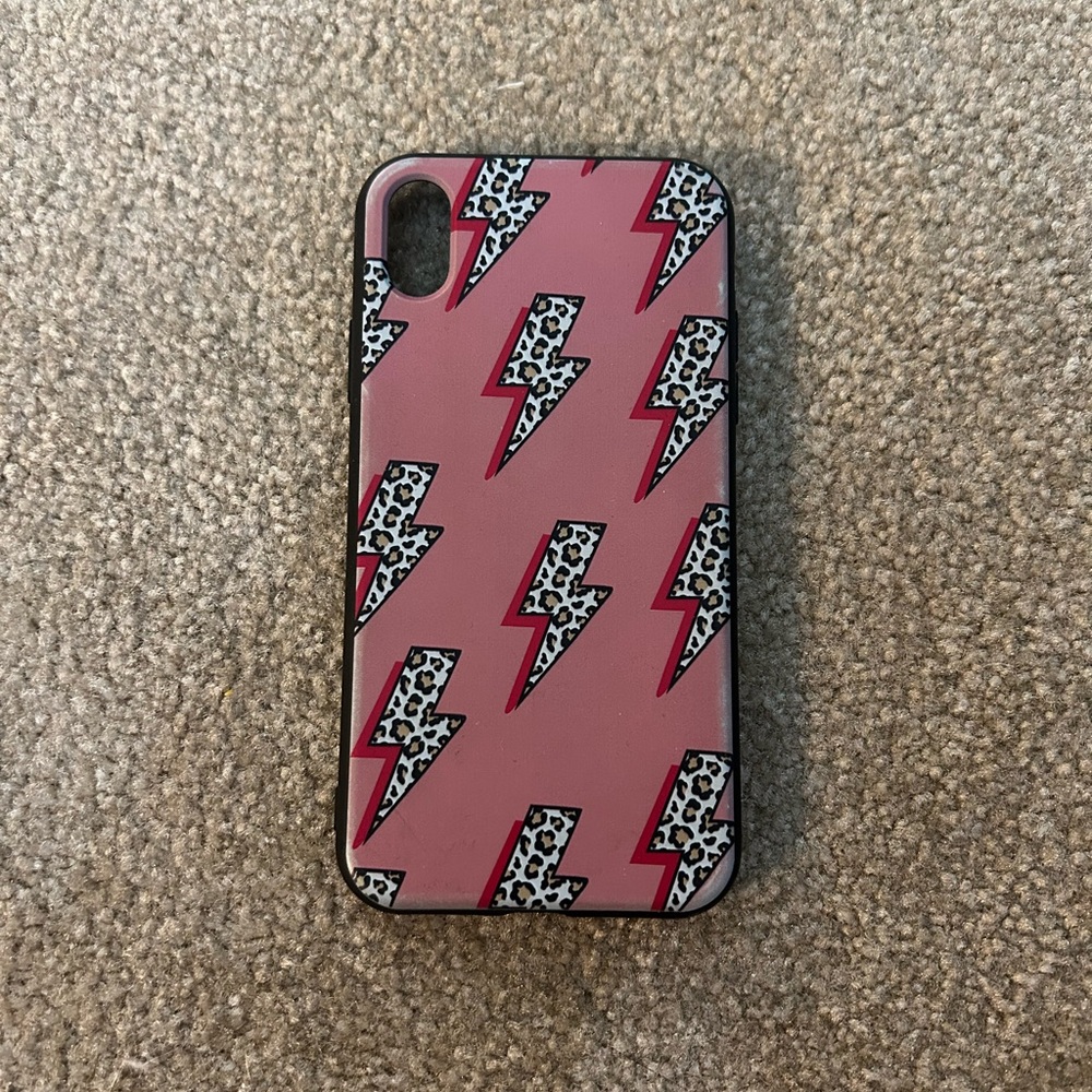 - Pink lighting bolt iPhone XR case